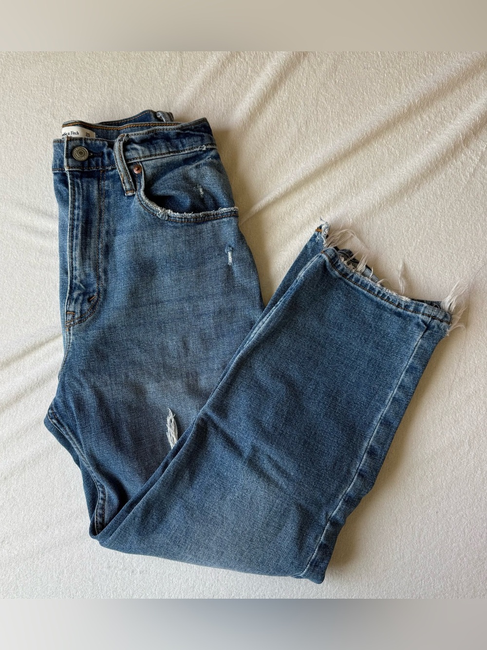 Abercrombie & Fitch Light Wash Ankle Straight Ultra High Rise Jeans